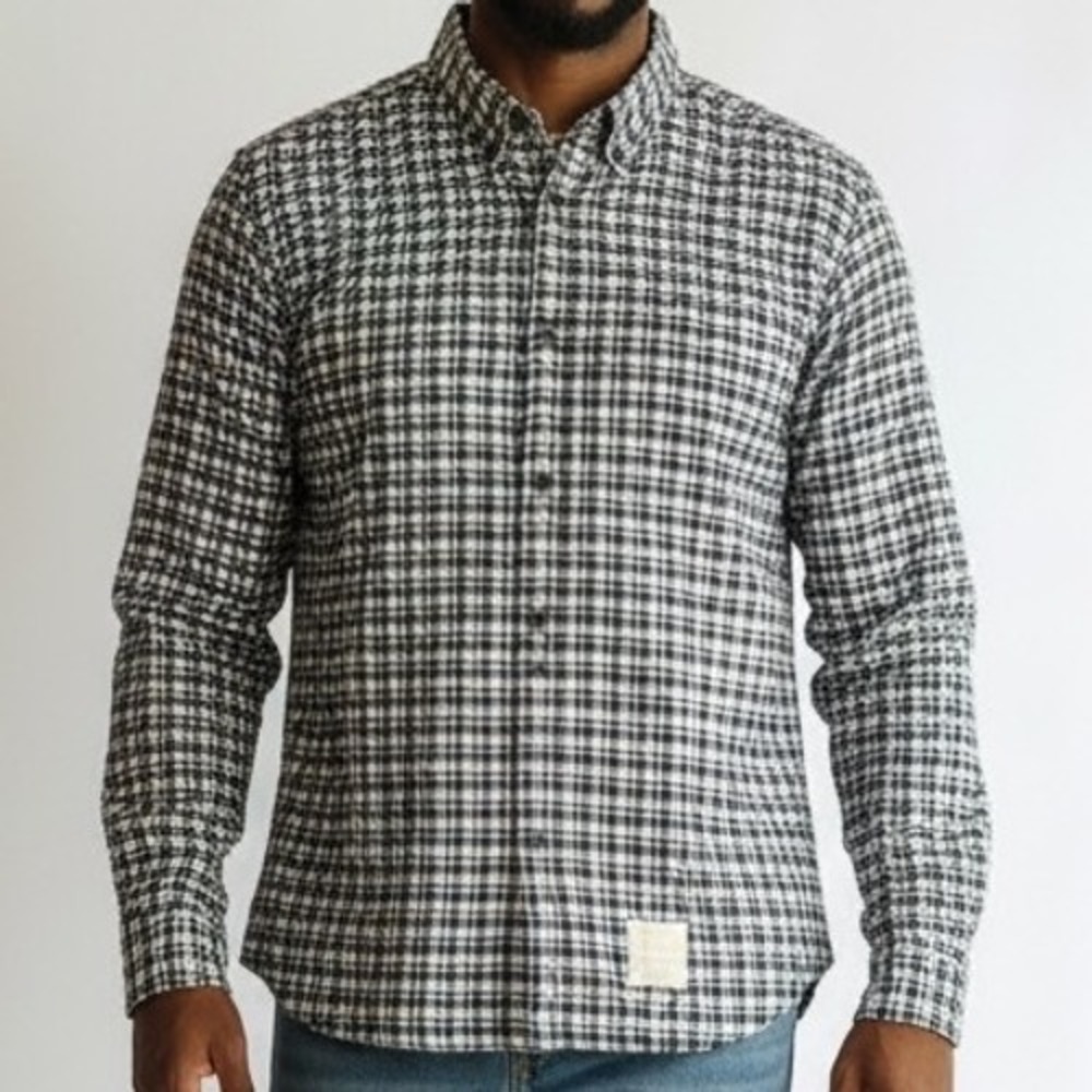 Five Four Poggy The Man Plaid Long Sleeve Button Down Shirt Mens 3XL